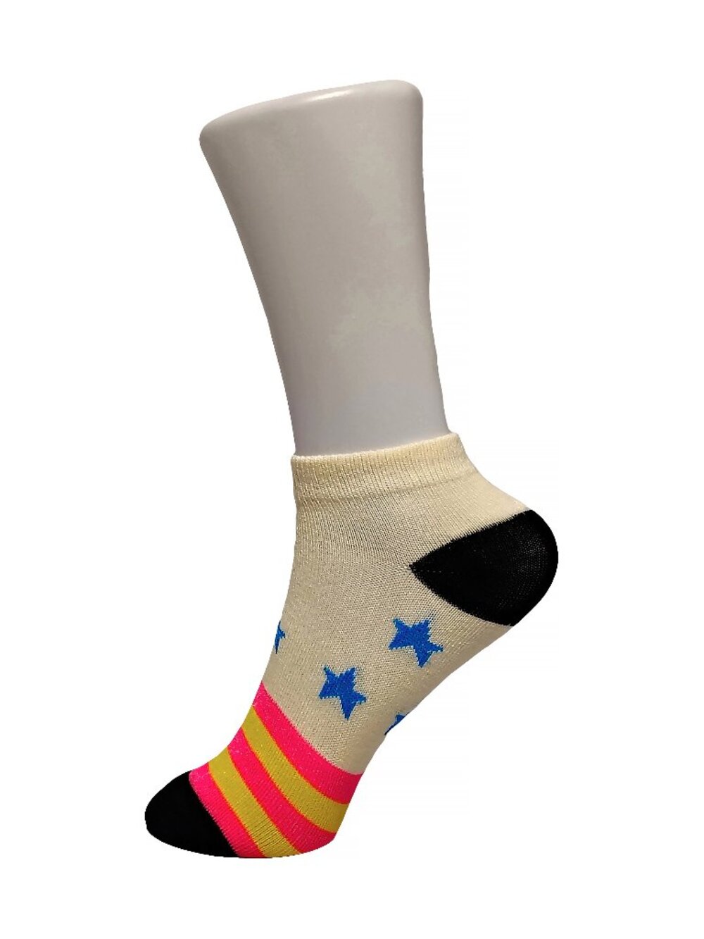 5 Pairs Tutuanna Socks - White with Stars and Pink & Yellow Stripes